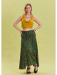 Gipe Waist Tied Green Patterned Ethnic Skirt 4501